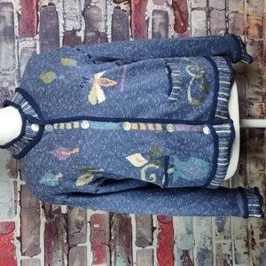 Vintage Icelandic Design Butterfly/Flowers Cardigan Sweater/Jacket